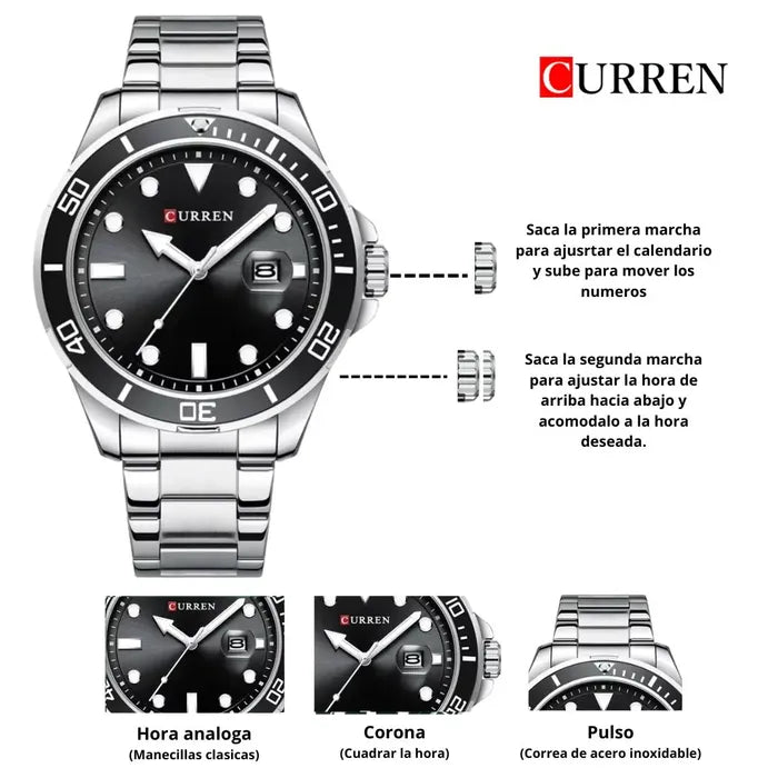 CURREN ORIGINAL X RLX SUMERGIBLE PARA HOMBRE REF SUBMARINE 8388-PN