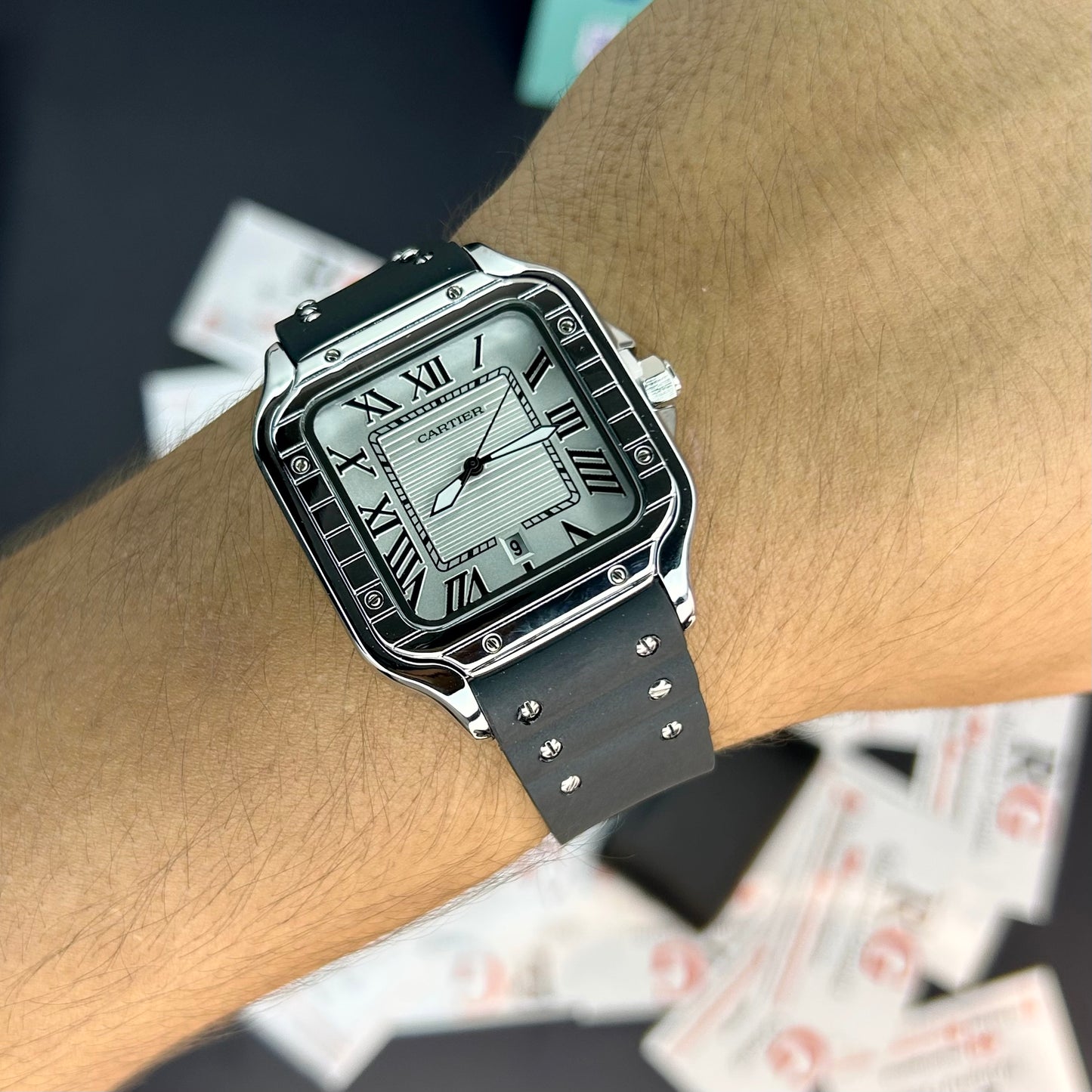 CARTIER DO´SANTOS PARA HOMBRE REF-GOMA-NPB