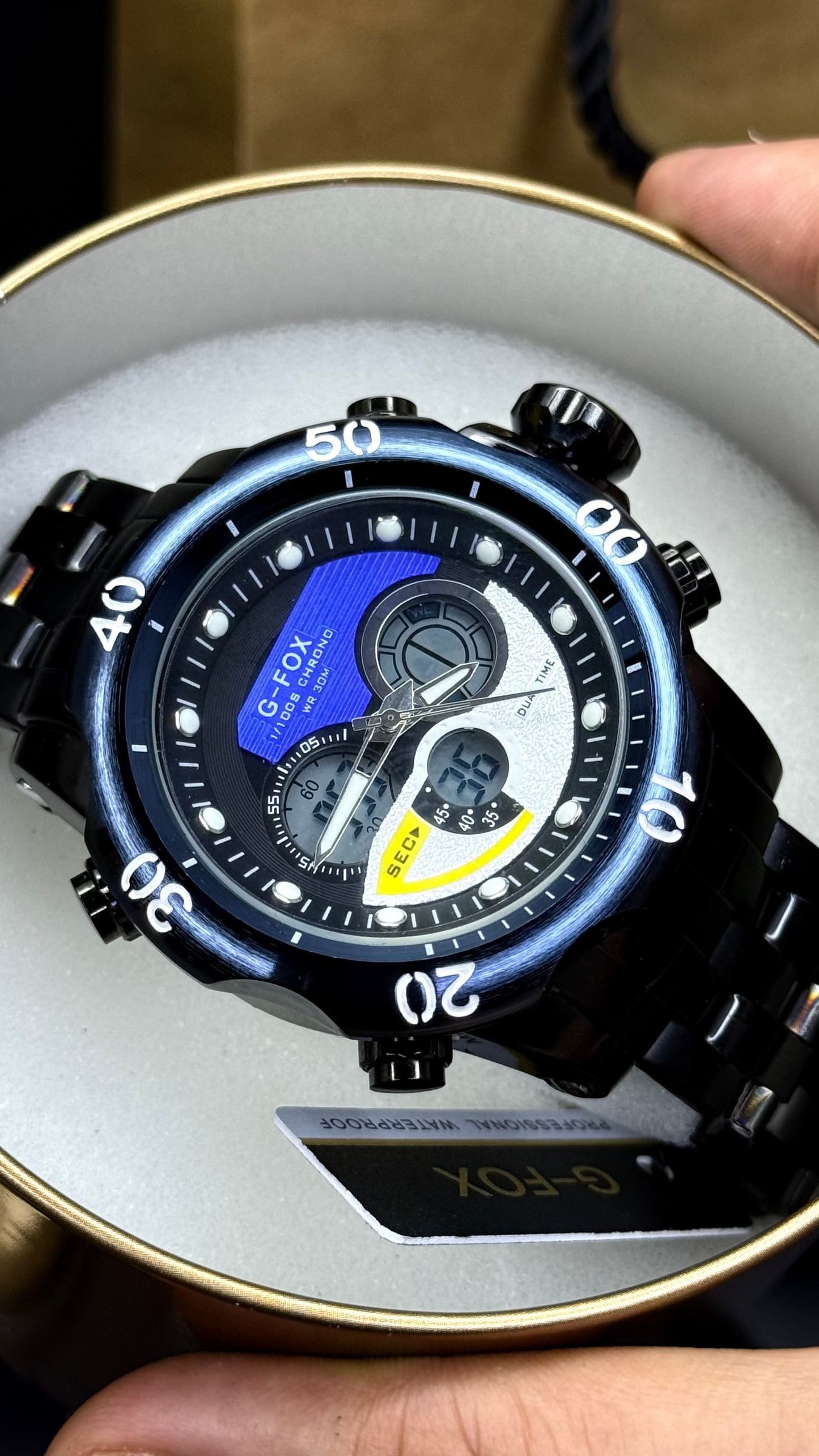 G FOX ORIGINAL DOBLE HORA POR INVICTA SUMERGIBLE PARA HOMBRE REF-1976-NA