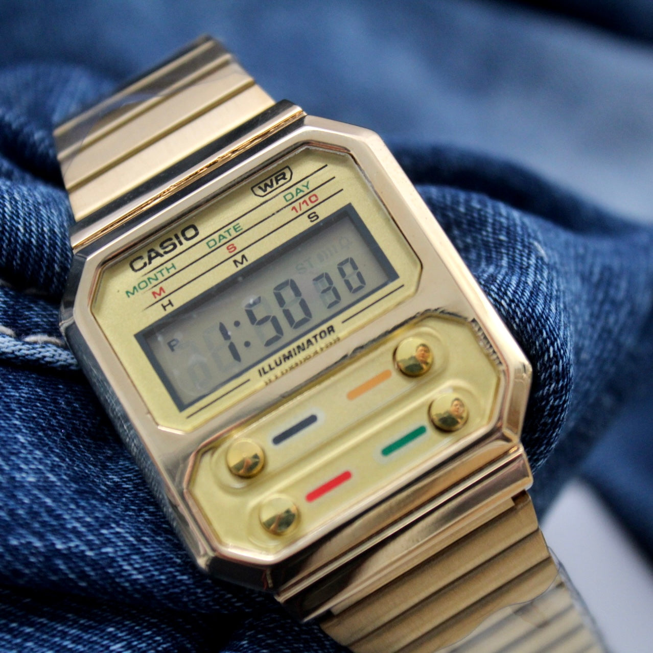 CASIO UNISEX RETRO VINTAGE A-1000-DORADO