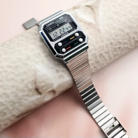 CASIO UNISEX RETRO VINTAGE A-1000-PLATEADO