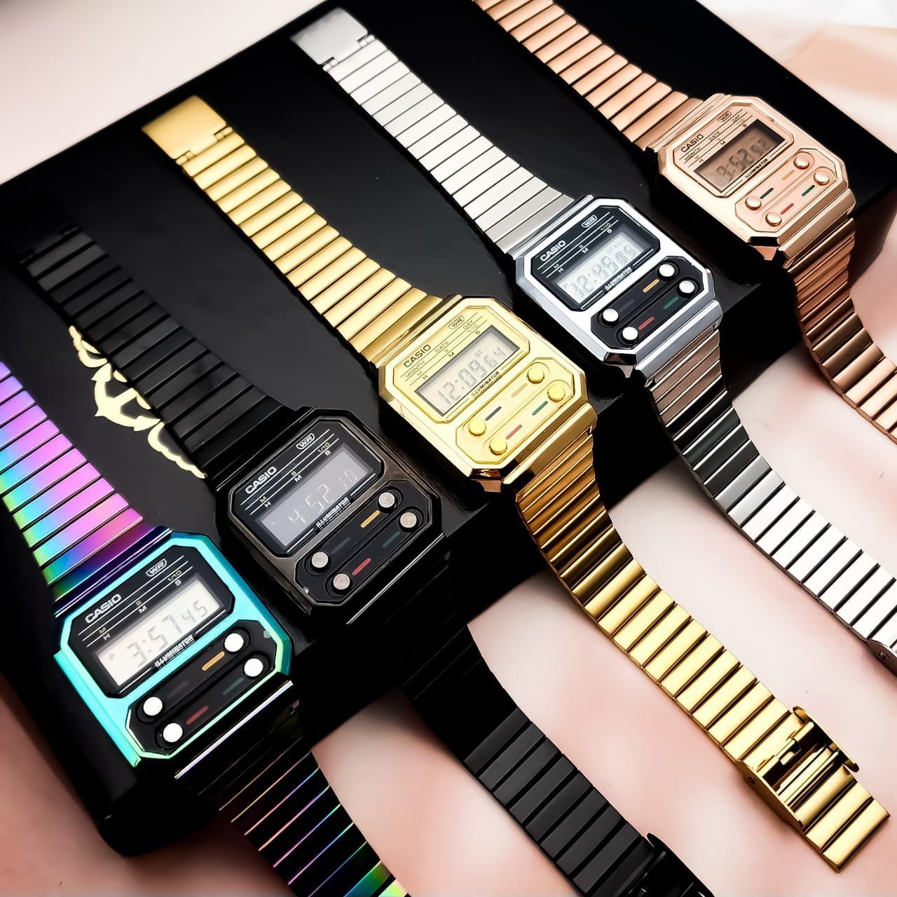CASIO UNISEX RETRO VINTAGE A-1000-ORO ROSA