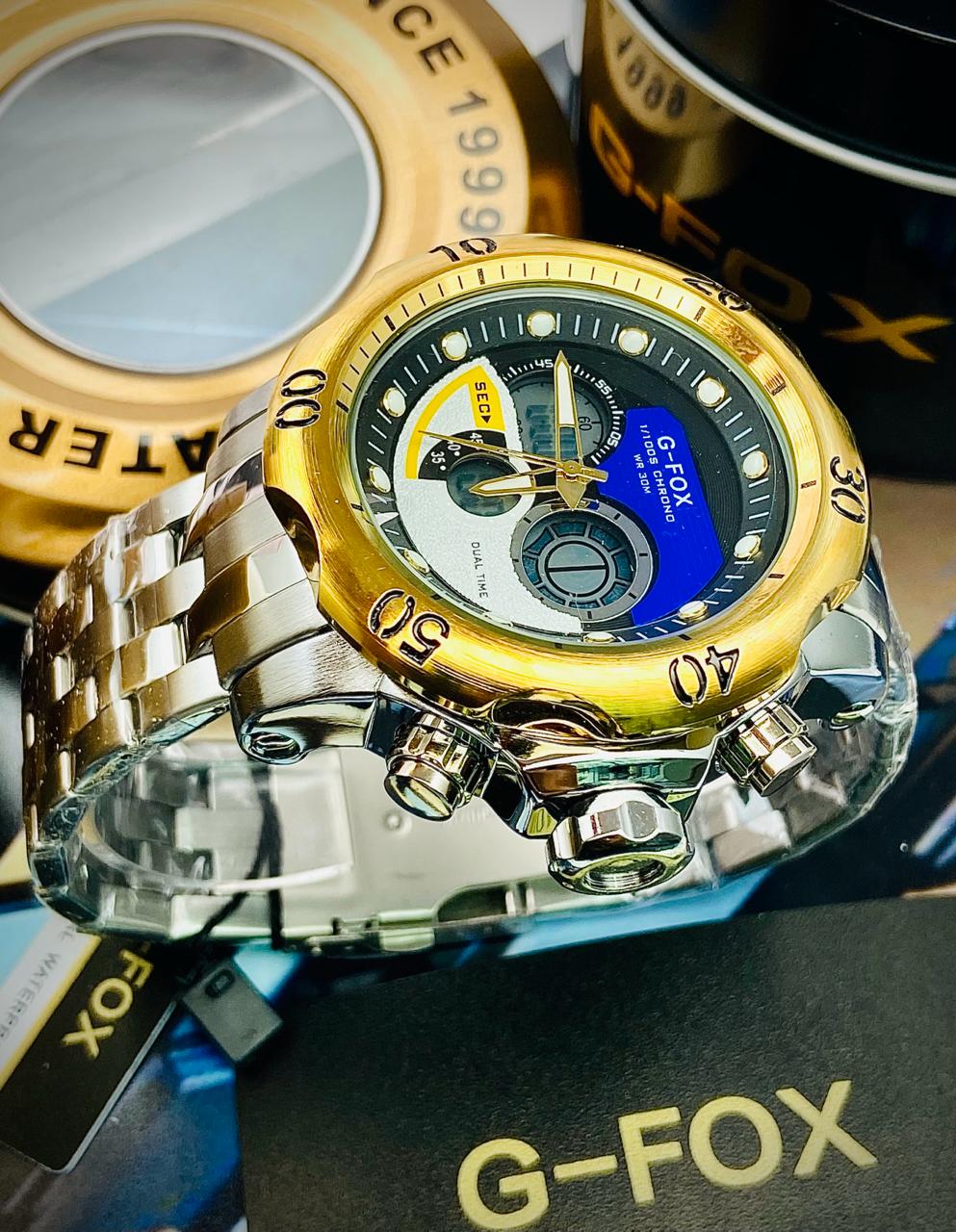 G FOX ORIGINAL DOBLE HORA POR INVICTA SUMERGIBLE PARA HOMBRE REF-1976-BDA