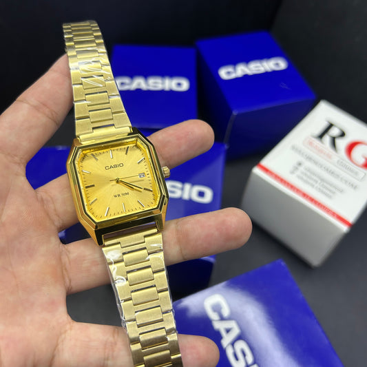 CASIO UNISEX RETRO VINTAGE RECTAGULAR ANALOGO-DORADO-DORADO