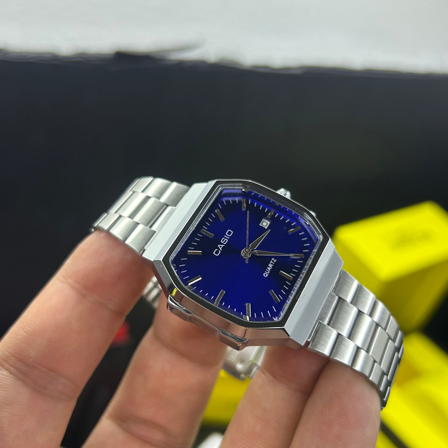 CASIO UNISEX RETRO VINTAGE F-91 ANALOGO-PLATEADO-AZUL