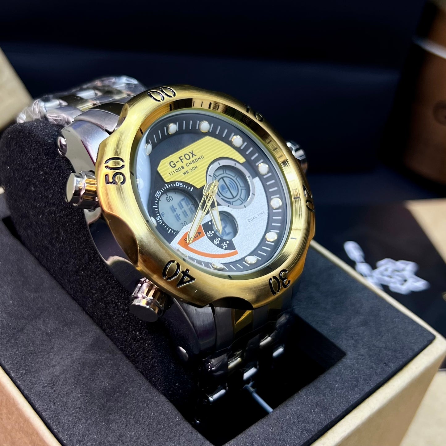 G FOX ORIGINAL DOBLE HORA POR INVICTA SUMERGIBLE PARA HOMBRE REF-1976-BD