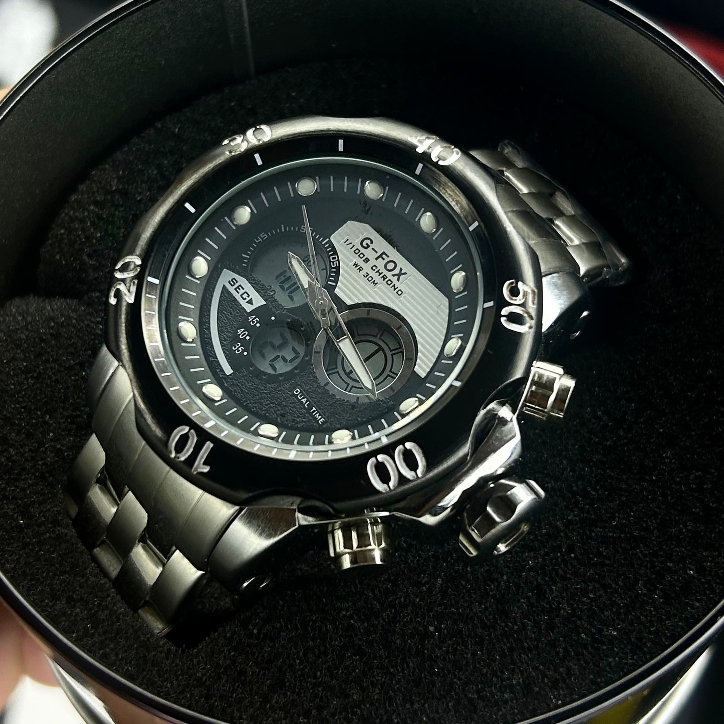 G FOX ORIGINAL DOBLE HORA POR INVICTA SUMERGIBLE PARA HOMBRE REF-1976-PN