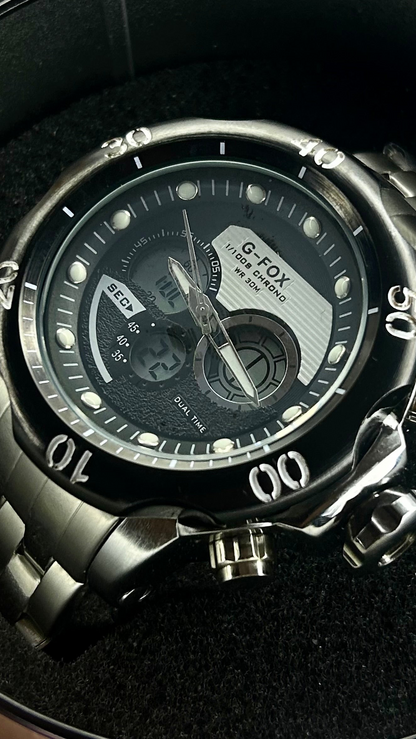 G FOX ORIGINAL DOBLE HORA POR INVICTA SUMERGIBLE PARA HOMBRE REF-1976-PN