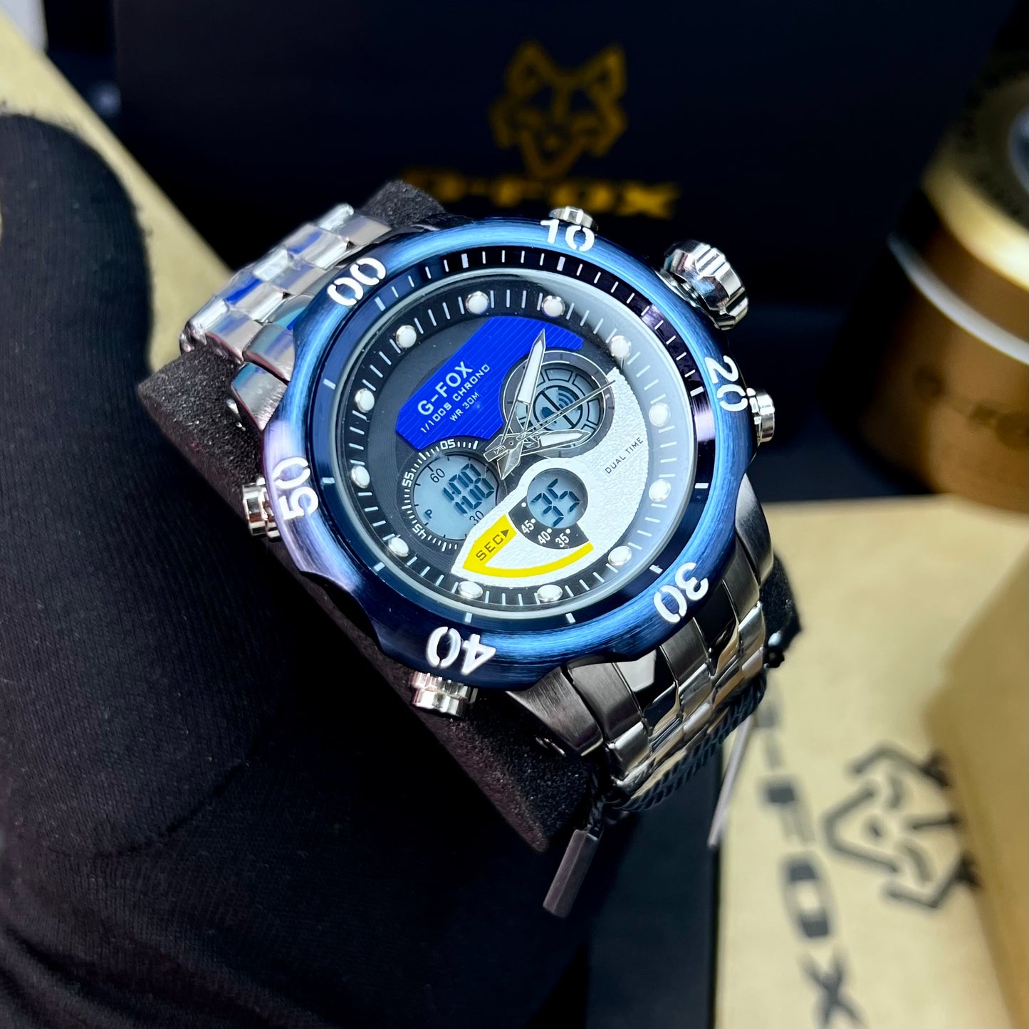 G FOX ORIGINAL DOBLE HORA POR INVICTA SUMERGIBLE PARA HOMBRE REF-1976-PA