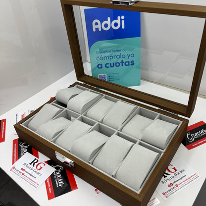 RELOJERA DE MADERA 12 PUESTOS REF-MB