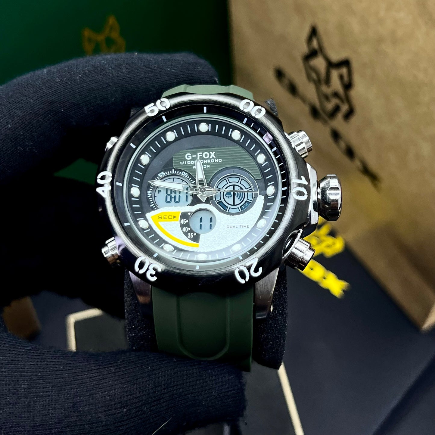 G FOX ORIGINAL DOBLE HORA POR INVICTA SUMERGIBLE PARA HOMBRE REF-1976G2-V