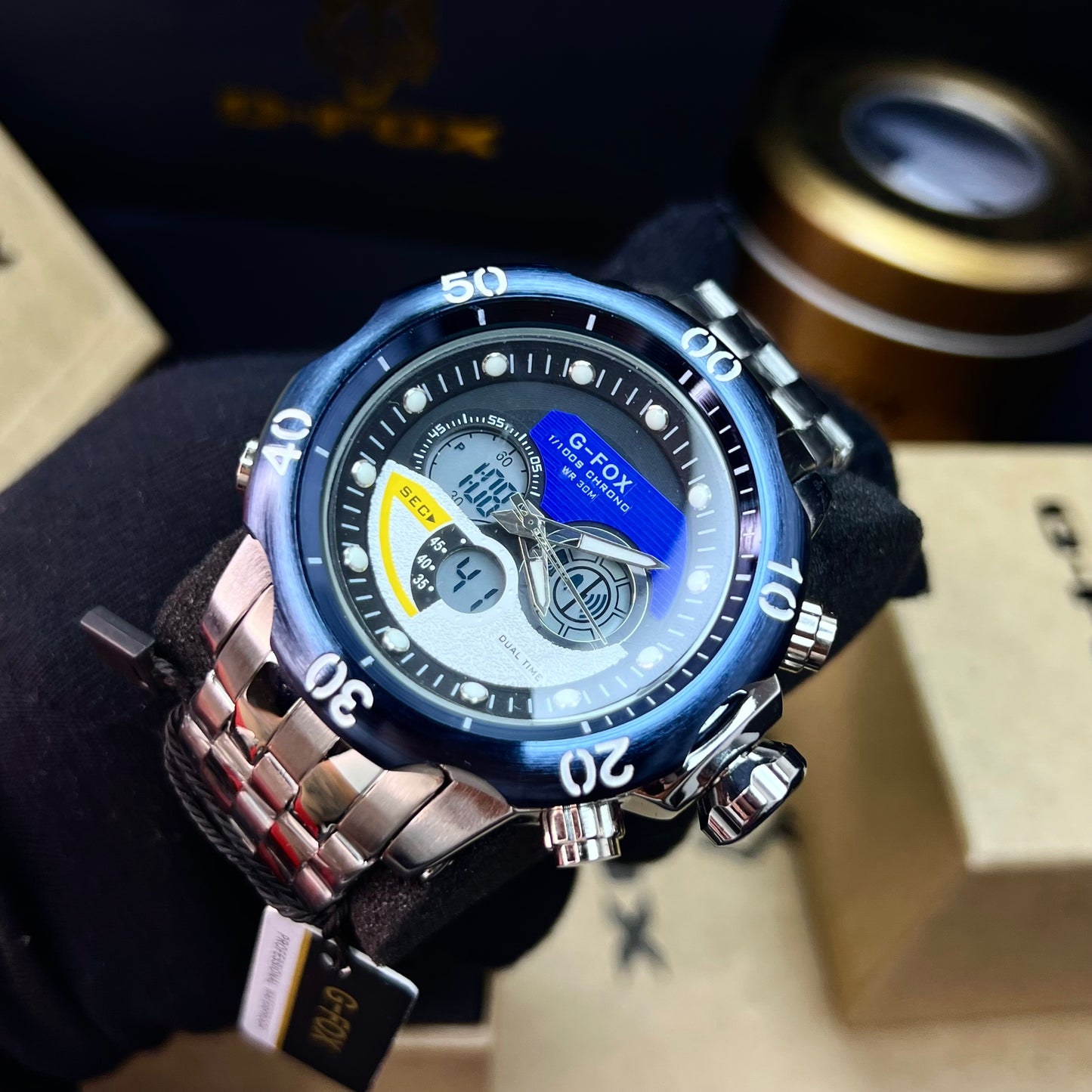 G FOX ORIGINAL DOBLE HORA POR INVICTA SUMERGIBLE PARA HOMBRE REF-1976-PA