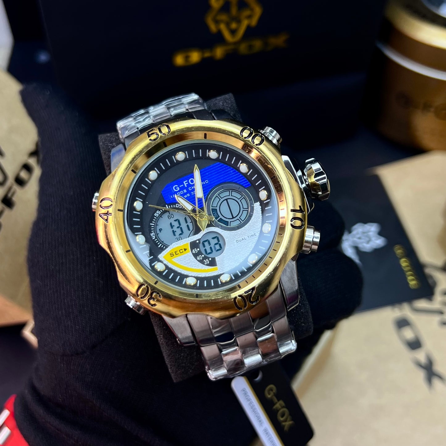 G FOX ORIGINAL DOBLE HORA POR INVICTA SUMERGIBLE PARA HOMBRE REF-1976-BDA