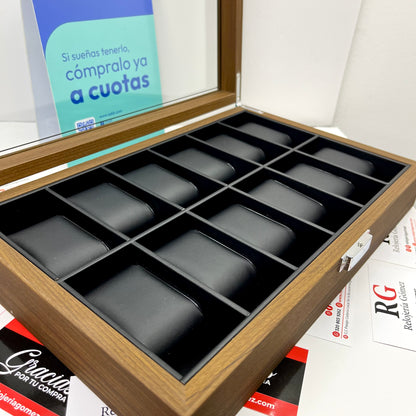 RELOJERA DE MADERA 12 PUESTOS REF-MN