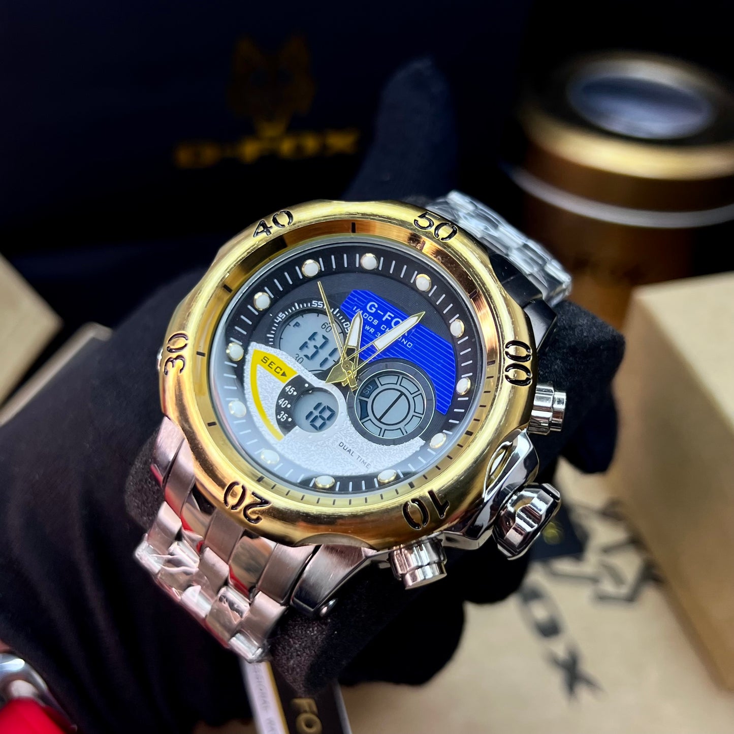 G FOX ORIGINAL DOBLE HORA POR INVICTA SUMERGIBLE PARA HOMBRE REF-1976-BDA