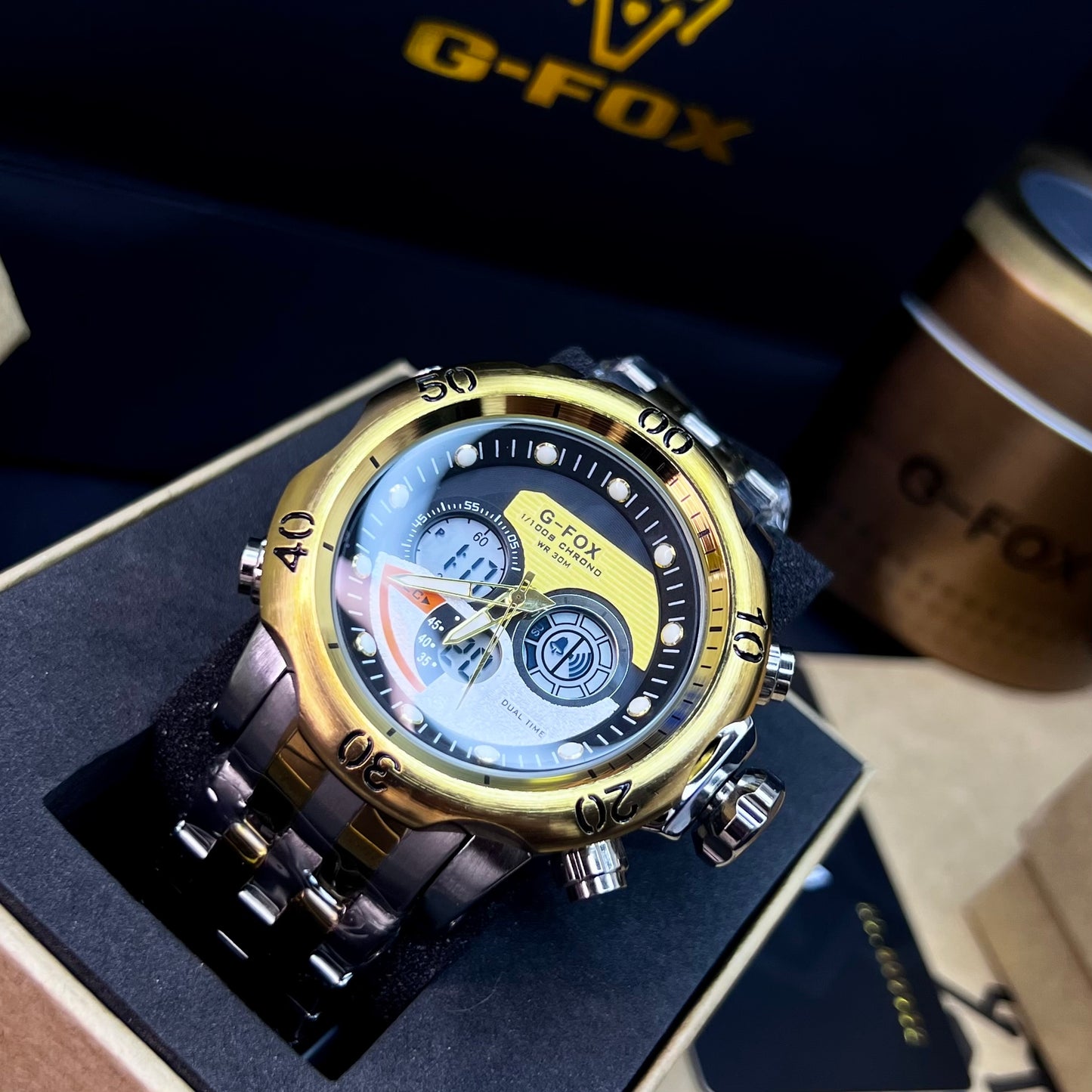 G FOX ORIGINAL DOBLE HORA POR INVICTA SUMERGIBLE PARA HOMBRE REF-1976-BD