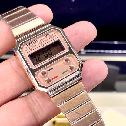 CASIO UNISEX RETRO VINTAGE A-1000-ORO ROSA