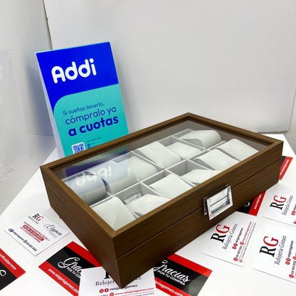 RELOJERA DE MADERA 12 PUESTOS REF-MB