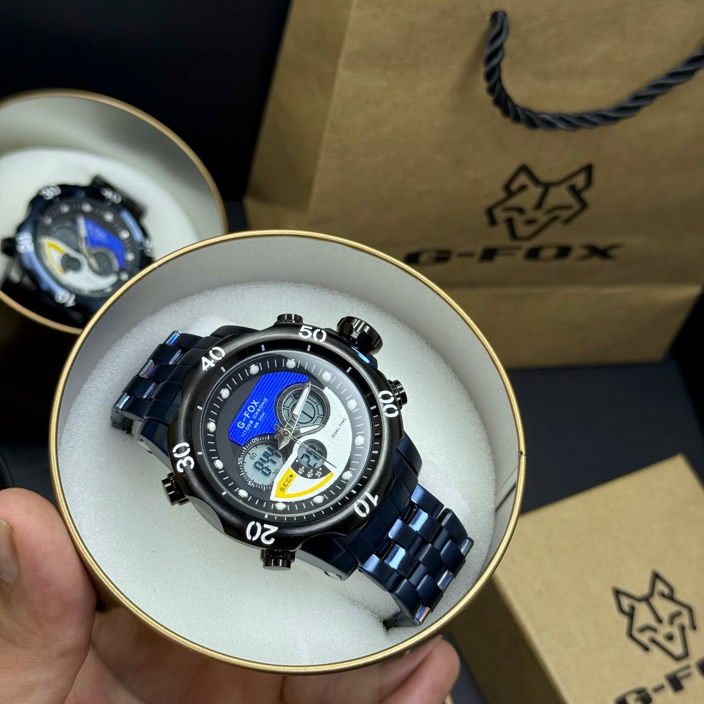 G FOX ORIGINAL DOBLE HORA POR INVICTA SUMERGIBLE PARA HOMBRE REF-1976-A