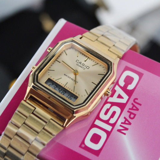 CASIO VINTAGE DOBLE HORA PARA DAMA REF-P
