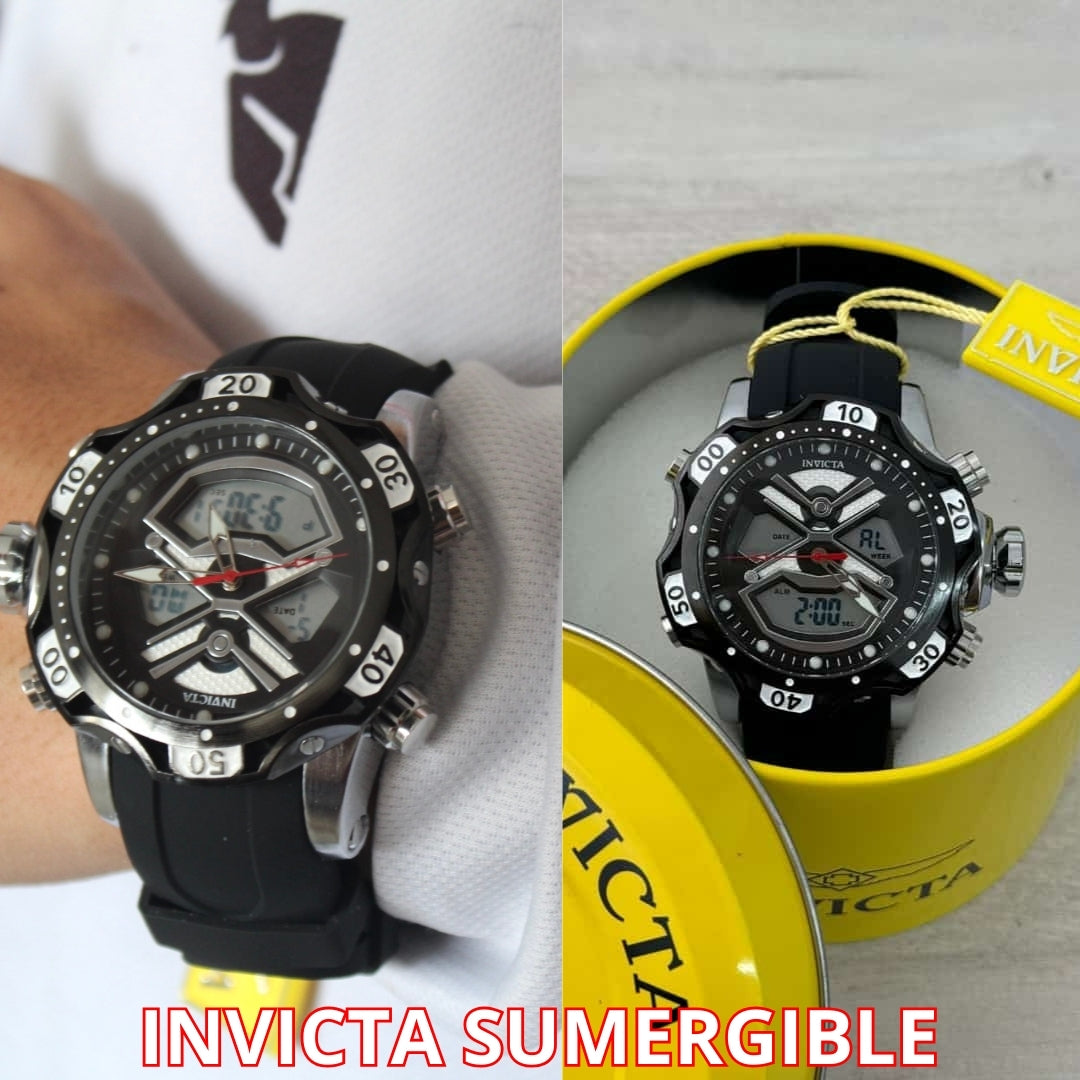 INVICTA DOBLE HORA SUMERGIBLE PARA HOMBRE REF-1837-NPN