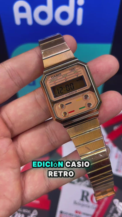 CASIO UNISEX RETRO VINTAGE A-1000-ORO ROSA