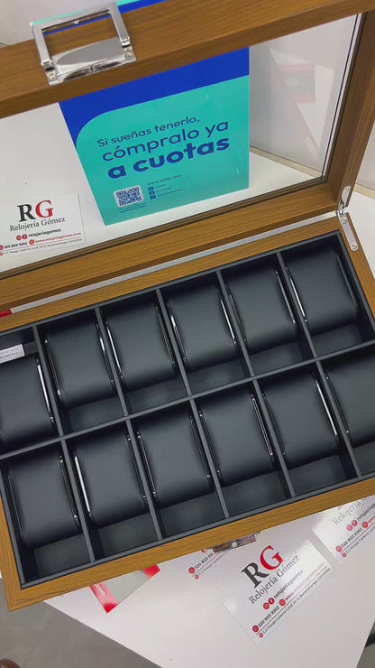 RELOJERA DE MADERA 12 PUESTOS REF-MN