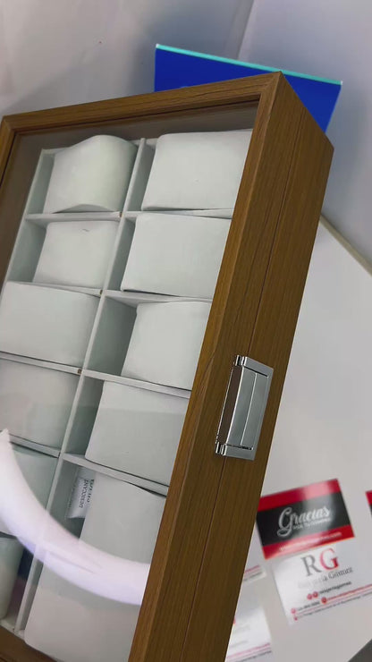 RELOJERA DE MADERA 12 PUESTOS REF-MB