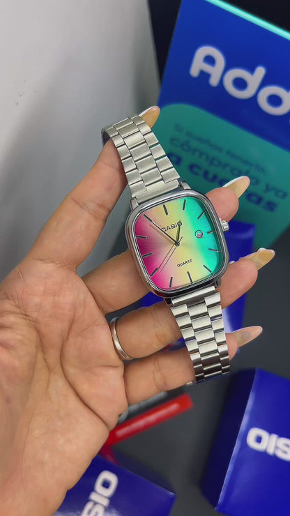 CASIO UNISEX RETRO TORNASOL ANALOGO-PLATEADO